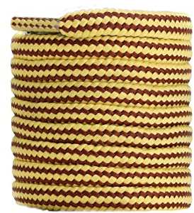 2 Pairs Round Work Boot Laces, Heavy Duty, Strong Replacement Boot Shoelaces - Yellow/Brn, 130CM