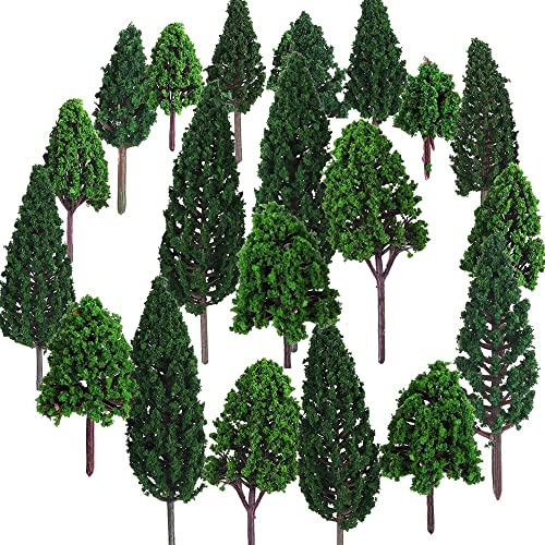 24 Pezzi Alberi Modello Misto, Albero del Diorama Plastic, Albero Misti per Modellismo, Miniatura Alberi Treno, per Paesaggio DIY, Paesaggi in Miniatura, Tavolo di Sabbia, Modello (4,5-13 cm)
