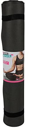 UPFIT 645934 Tapis de Yoga et Fitness 180x60cm 4mm – Tapis d’Activités en Mousse EVA – Léger avec Élastiques de Maintien – Noir – Idéal Fitness Débutant Yoga Pilates
