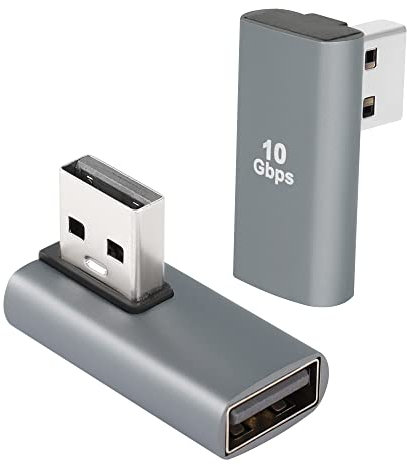 QIANRENON 90 Grados ángulo Recto USB 3.1 Adaptadores Convertidor 10 Gbps USB A Macho a Hembra Conector Acoplador, Usado para Transmisión De Datos Cobrar, 2 Pcs(Hembra hacia atrás)