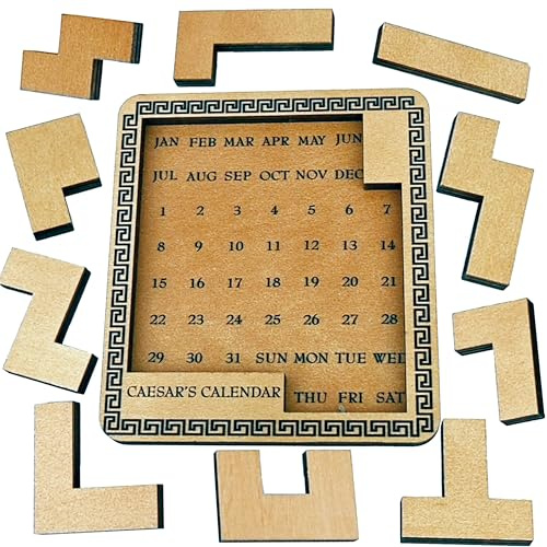 True Genius: Caesar's Calendar - One-A-Day Puzzle Calendar, Wooden Brain Teaser Puzzle
