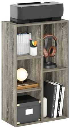 Furinno LUDER Book Shelf, 5-Cube Bookshelf, Reversible Bookcase, 9.4 x 19.5 x 31.5, for Living Room, Bedroom, Home Office, French Oak