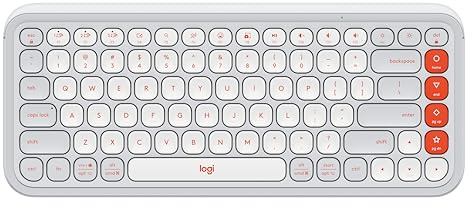 Logitech POP ICON KEYS Wireless Bluetooth Keyboard, Comfortable Typing, Programmable Keys, Easy-Switch Between up to 3 Devices, for Laptop, Tablet, PC, QWERTY UK English Layout – White