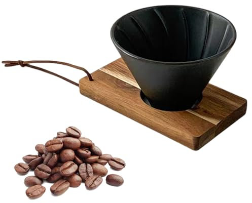 Aipeeo Filtre à Café en Porcelaine,Filtre à Café Céramique,Récipient Pour Filtre Café Manuel,Filtre Café Taille 4 Porte Filtre à Café Réutilisable,Convient pour Maison,Restaurant,Café(Noir)