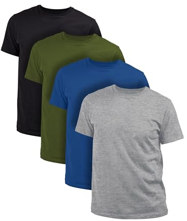 Basic Treasure 4-pack kvalitativa, mjuka och luftiga t-shirtar för män, normal passform, 100 % bomull
