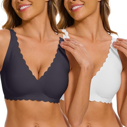 CheChury Sujetador Sin Aros Mujer Sujetador Sin Costuras Push up Relleno Cómodo Suave Cuello en V Sujetadores Cobertura Completa Sujetadores Básicos Diario Push Up Elástico Bralette Brasier de Dormir