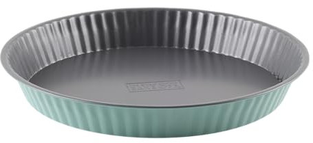 The Great British Bake Off Tart Tin/Quiche Tin with Loose Base, Baking Pan for Pie, Flan, Tarts & More, with Loose Bottom, 3.5cm Deep, Non Stick Coated Carbon Steel in Duck Egg Blue, 25cm Diameter