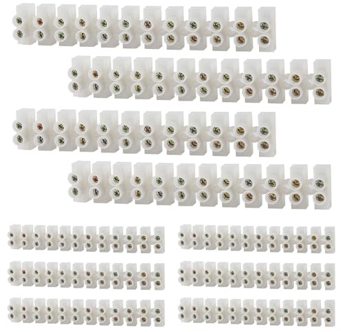 10Pack Terminal Block, 12-Position Dual Row Terminal Strip Screw Terminal Electric Barrier Block for Small Home Projects and Electrical 10Amp 360V