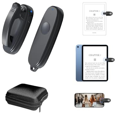 Remote Control Page Turner for Kindle Paperwhite,Kindle Accessories Remote Photo and Video for E-Book iPhone iPad Tablets Reading Novels Comics，Kindle Page Turner with Zipperd Srtage Bag（Black）