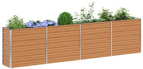 vidaXL Arriate Elevado Marrón Claro 320 x 40 x 77 cm Acero Galvanizado