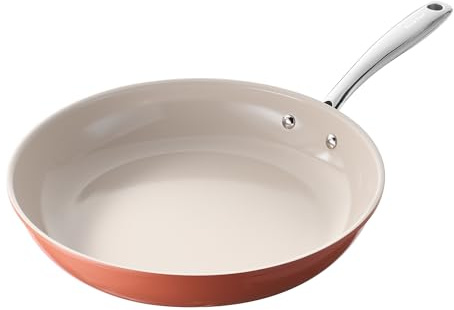 Redchef Nonstick Skillet Ceramic, Large Frying Pan for Gas & Induction, Stay Cool Handle, PTFE & PFOA Free, Durable Design for Home Chefs, Pumpkin Orange, 11 Inch
