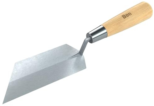 Bon 45° Angle Margin Trowel - Right-Handed with Wood Handle for Precision Corner Finishing in Plaster, Stucco, and Masonry Work