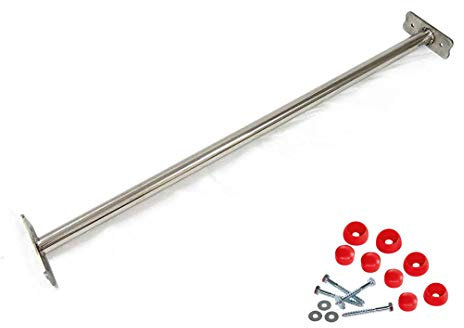 Reckstange aus Edelstahl, 90 cm lang, inkl. Schrauben & Abdeckkappen rot
