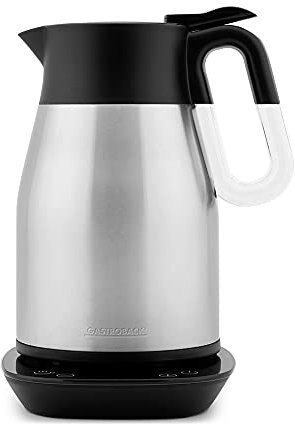 Gastroback 42426 Design Advanced Thermo, 1.7 Liter, Wasserkocher und Isolierkanne, Cool Touch, Easy-Tip-Verschluss, 2.200 Watt, 18/8 Edelstahl, 1.7 liters, Silber, schwarz