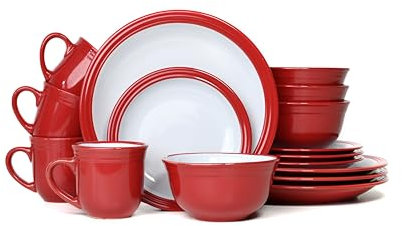 Waterside - 16 Piece Red Camden Dinner Set
