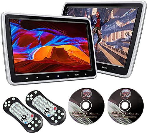XTRONS Dual Car DVD Players 10.1 Inch Grade-A TFT Screen Portable Car Headrest CD Player with 2 Mounting Brackets Support HDMI Input, USB SD, AV in & Out, Region Free, IR, 32 Bit Games