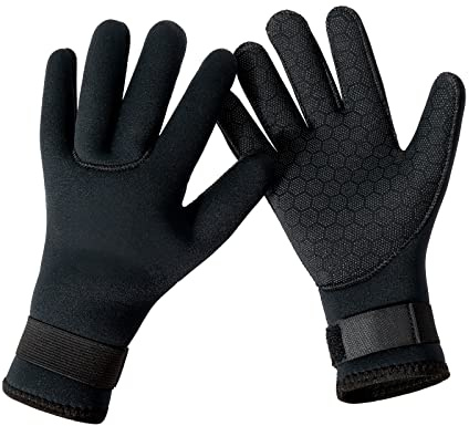 YDQUANI 3mm Thermal Neoprene Diving Gloves, Anti-Slip Palm, Adjustable Wrist Strap