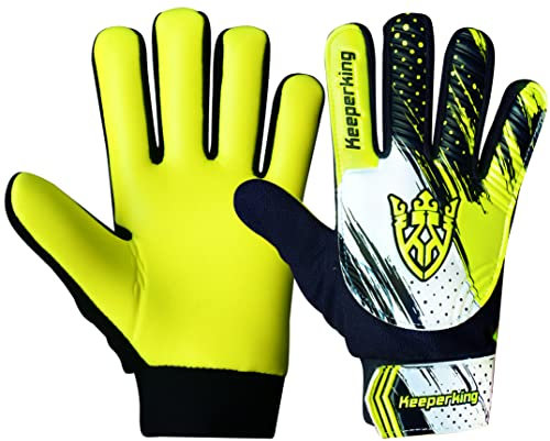 Keeperking Torwarthandschuhe Kinder Clawxen, Jungen und Mädchen, Junior Fußballhandschuhe Fußball Spielerhandschuhe für Jungen tormannhandschuhe (4,C3-Yellow)