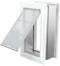 Endura Flap Pet Door for Walls in White | Energy-Efficient Single Flap Design for Wall Installations | All-Weather Protection with All-Metal Telescoping Tunnel | White, Medium, Single Flap