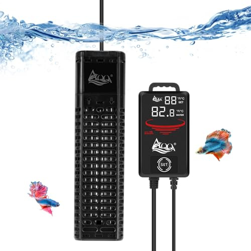 AQQA Calefacción para acuarios, 300 W/500 W/800 W/1000 W/1200 W, calentador sumergible para acuarios, con pantalla LED digital y protección contra sobrecalentamiento, para agua salada y dulce,