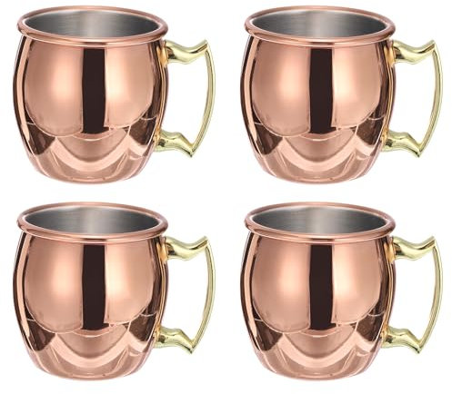 sourcing map Tazas de Cobre 60ml/2 OZ Mini Tazas de Cóctel 4 Unidades Vasos de Chupito de Acero Inoxidable Chapados En Cobre Tazas de Cóctel para Fiestas y Regalos Oro Rosa
