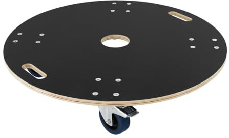 ECD Germany Rund transportvagn Ø77x14,5 cm med screentrycksplatta och 2 bromsade hjul, 800 kg lastkapacitet, möbelvagn, transporthjälpmedel för att flytta möbler, transportvagn rulltransportör