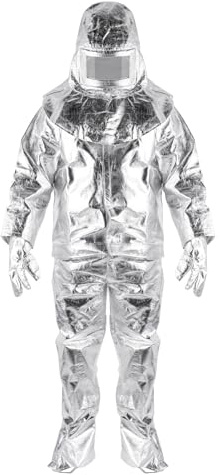 Consfly Heat Resistant Suit Anti Thermal Radiation 1000℃ Fire Resistant Composite Aluminium Foi Suit Fireproof Uniform (Large)
