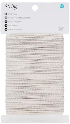 G2PLUS 50M Fil Macramé 2mm Macrame Corde Blanc Ficelle de Coton Naturel Corde de Coton pour Emballage Cadeau,Décoration,Loisirs Créatifs