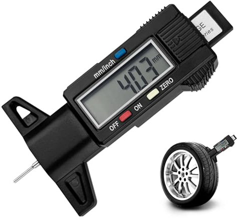 Gvolatee Profiltiefenmesser für Reifen, Reifenprofiltiefenmesser, Reifenprofilmesser, Profiltiefen-Messgerät mit LCD Display, Reifentiefenmesser, Auto Tiefenmesser Digital für PKW, LKW, Vans, Motorrad
