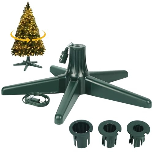 Blissun 360-Degree Rotating Adjustable Christmas Tree Stand, Suitable for Up to 7.5 Feet Artificial Christmas Trees, Dark Green