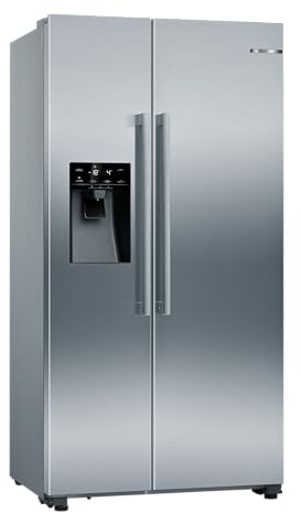 Bosch, Series 6, KAD93AIERG, American side by side Fridge-freezer with Undercounter Freezer, Total No Frost,Integrated horizontal handle, door alarm, SuperFreeze, Brushed steel