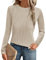 GLEENOD Langarmshirt Damen Rundhals Pullover Elegant Langarm Oberteile Stretch Wellenmuster Tshirts Basic Tops