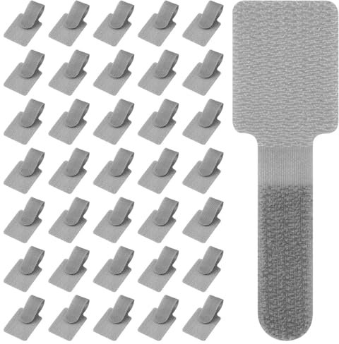 URAQT 36 Pezzi Fascette Riutilizzabili, 9cm Stringicavo Regolabili, Cinghie Fermacavi per Cable Management, Organizzatore Cavi per la Gestione dei Cavi in Casa, Ufficio, Giardino e Altro- grigio