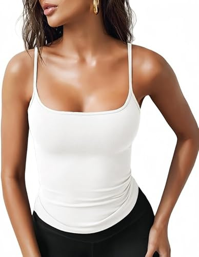 Sukiglam Canotta Donna Elegante Spaghetti Strap Tank Top Senza Maniche Collo a U Canottiera Intimo Sexy Slim Fit Y2k Tops Base Abbigliamento Estivi Casual Elasticizzata Camicia Maglietta