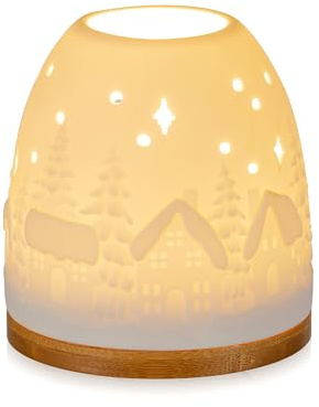 Romadedi Tealight Candle Holders Christmas: Small LED Tea Light Holders Ceramic for Home Gifts Living Room Dining Table Centrepiece Winter Windowsill Decorations