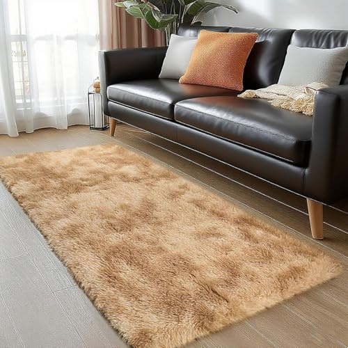 LIHUANE Alfombras Grandes Alfombra Pelo Largo 80 x 155 cm Minimalista, Natural Esponjosa Alfombras Opción Personalizable para Dormitorio, Comedor, Pasillo y Habitación, Beige