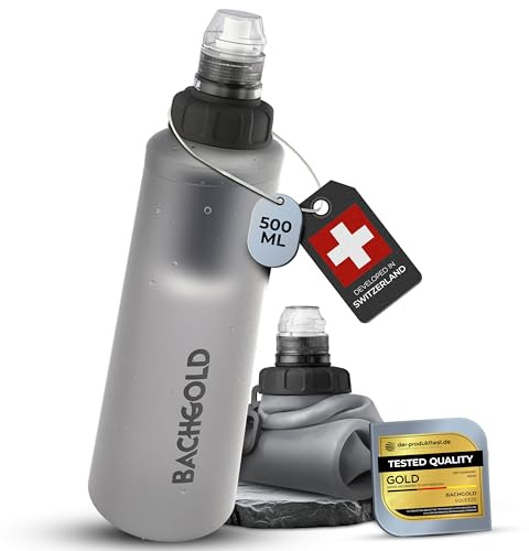 Bachgold® Squeeze Wasserfilter Outdoor – Ultraleichter Trinkwasserfilter mit Virus-Filtration für Camping, Survival, Notfall, Bushcraft | Filtert Viren, Bakterien & Mikroplastik (Weiss, 500 ml)