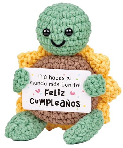 CheriGift Tortuga Girasol Positiva Regalos Cumpleaños Mujer, Tortuga Hechas a Mano, Originales Regalo Cumpleaños para Amiga Madre Hermana Mujer 7 x 5 x 10 cm