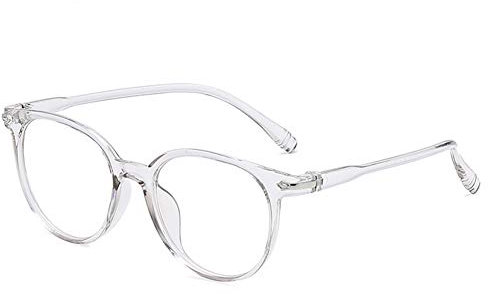 Luo-401XX Uni Runde Brillenfassung Transparent Brillenschutz Klare Linse Brillen Rahmen Transparent Grau, Transparent Grau, One size