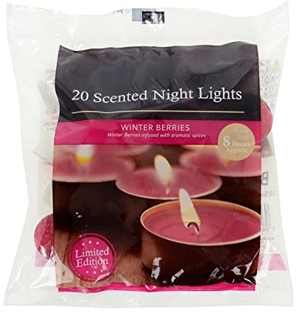 8 Hours Burning Tealights and Scented Candles Pack, with Long Lasting Burning Wax, Having Multiple Refreshing Scents, Making it a Beautiful Gift Pack and a Decorative Accessory (Winter Berries)