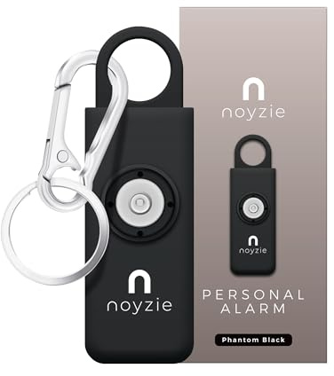 Personal Alarm NOYZIE Personal Safety Alarm with LOUD 125db Siren and 200-Lumen Strobing LED Light - Self Defence Rope Alarm Keyring Keychain for Women, Men, Elderly & Dog Walkers