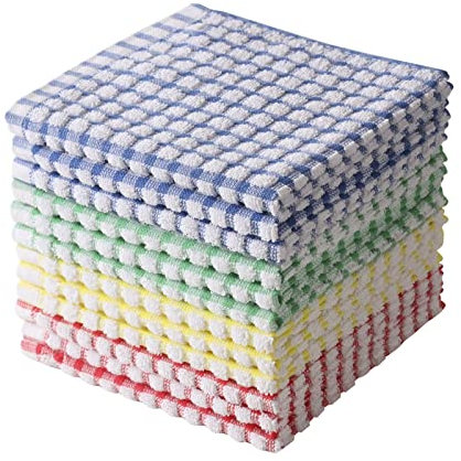 clwellge Geschirrtücher für die Küche, 12 Stück, 27,9 x 30,5 cm, Baumwolle, Küchentücher, Scheuertuch-Set