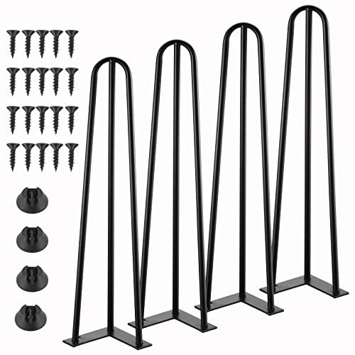 Knpwer 4 Stück Haarnadel Tischbein 72 cm,3 Stangen Haarnadel Füße,DIY Black Hairpin Couchtisch Beine,Heavy Duty Metall Möbel Bein,Hairpin Leg Möbelfuß,Möbelfüße verstellbar austauschbare DIY