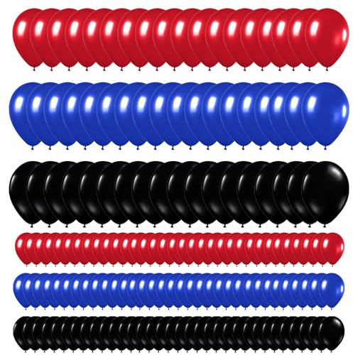 Navy Blue Red Black Balloon Garland Arch Kit，138 pcs Latex Royal Blue Red Black Latex Birthday Balloons for Spider hero theme birthday Baby Shower Graduation Party Decoration,spiderboy balloons