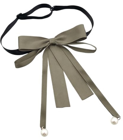 WENLOOY Partyschleife für Damen, vorgebunden, mit Clip, für Damen, Mädchen, Krawatte, Fliege, weibliches Band, Damen-Krawatte, Geschenk, GRAU, Medium