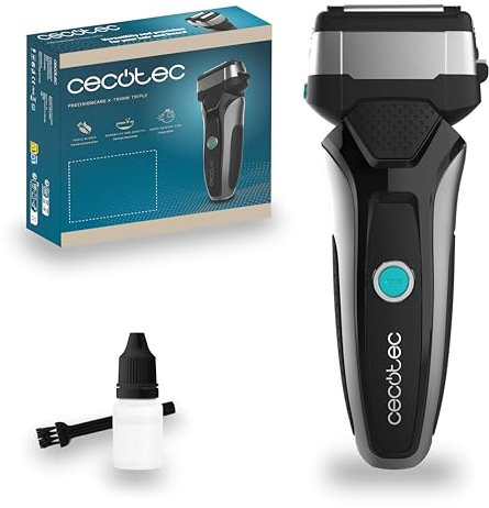 Cecotec Rasoi a lamina - Tagliabarba Senza Fili, Rasoio PrecisionCare X-Trimm Triple. 3 Lame Acciaio Inox, Display, Autonomia 60min, Protezione IPX6