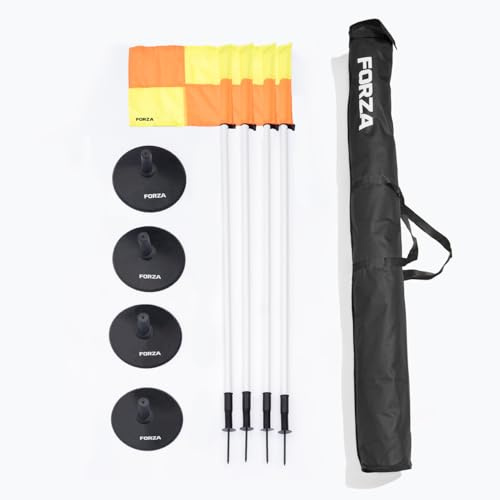 FORZA Spring Loaded Football Corner Flags | Durable, Safe, and Highly Visible Matchday Equipment - Optional Carry Bag (Carry Bag, Pack of 4)