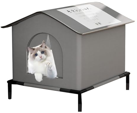 Niche Extérieure pour Chat - Cabane Chat Exterieur Isolée avec Toit Étanche - Niche Surélevée Et Étanche,Espace De Tente Fermé Quatre Saisons Résistant Aux Morsures,pour Chats Et Petits Chiens