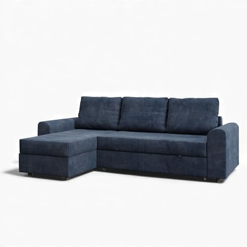 EMME HOME Sofá Cama Chaise Longue de 3 plazas cómodo y Moderno con arcón Integrado. Sofás de reposabrazos Anchos y Acolchados Sofá-Cama Chaiselongue TRIA con Montaje y Retirada incluídos.