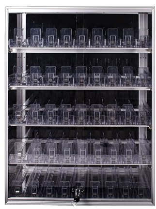 Cigarettdisplayställ, automatiska cigarettfodral, skjutdörr med lås, butiksmarknadsdisplayskåp (57,5 x 17,5 x 75 cm)